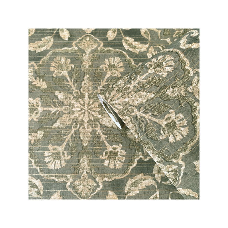 Elegance 10m x 53cm Metallic Wallpaper Roll, Green