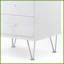 Élégante table basse blanche à 2 tiroirs avec pieds en épingle à cheveux, rangement compact pour le salon-121049551