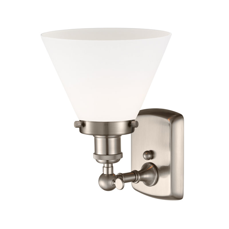 Applique murale 1 lumière 8 po Ballston Urban Cone, Blanc mat, Nickel satiné brossé, DEL