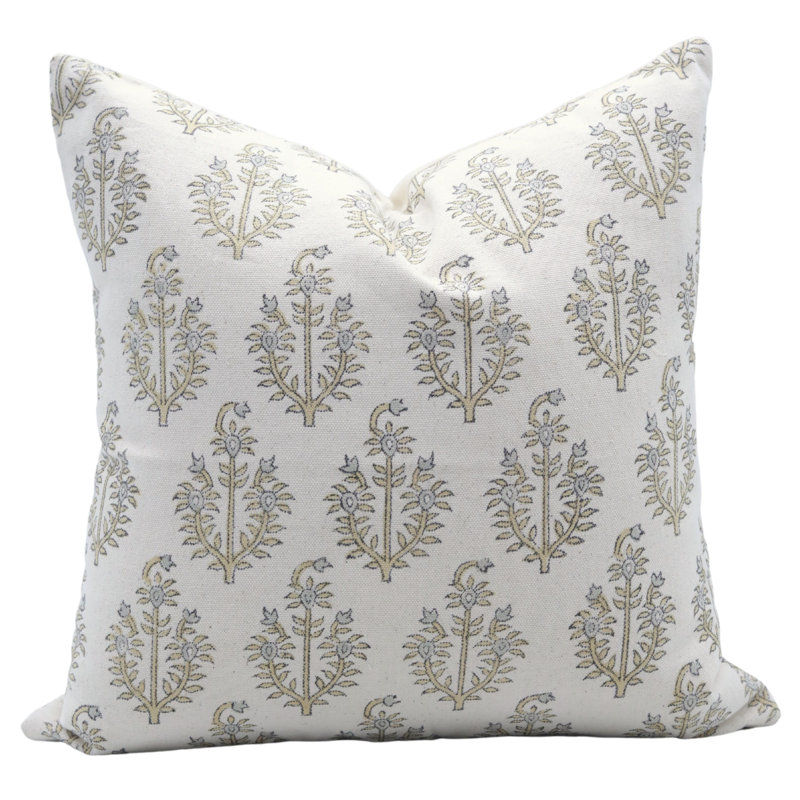 Artisan Handmade Cotton Pillow Cover Eco Friendly Sustainable Cushion for Home Décor Neelgagan Size-14X14 Inch, 14"H x 14"W