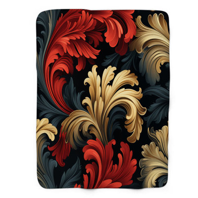 Baroque Design - 1 Piece Premium Sherpa Blanket