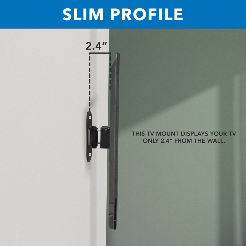 Compact Black Stainless Steel Full Motion TV Wall Mount for 50" Screens