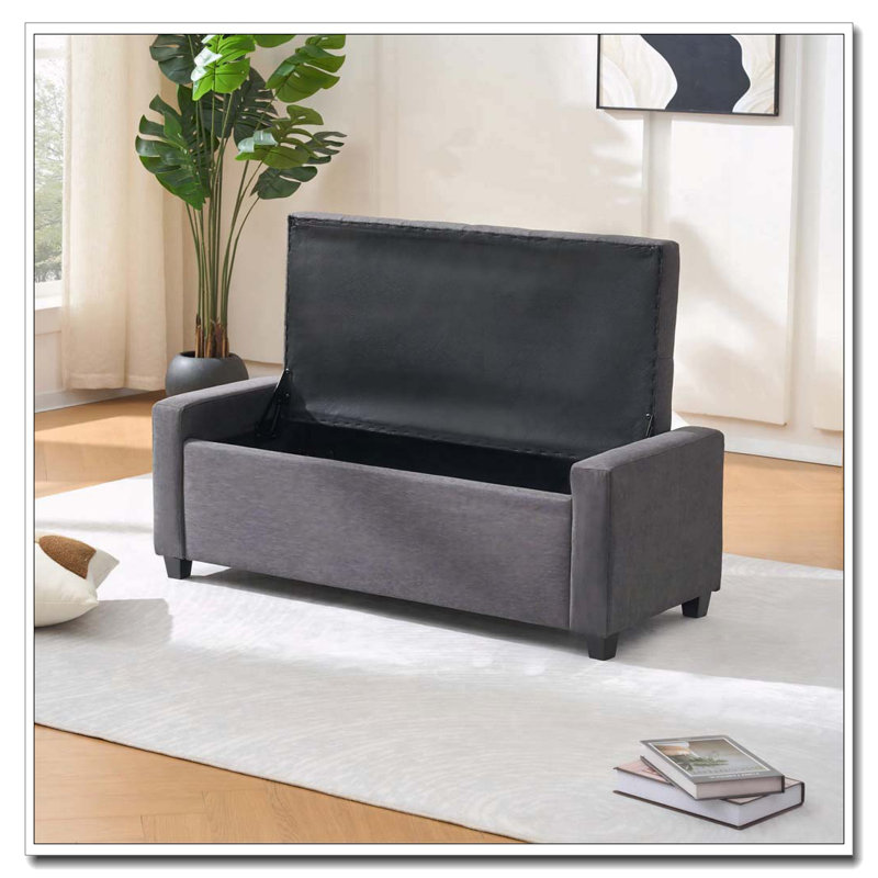 48" Storage Bedroom Bench, Grey