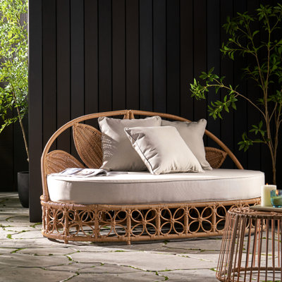 Brown Daybed With Weather Resistance And Soft Pillows Patio Padding Cushions