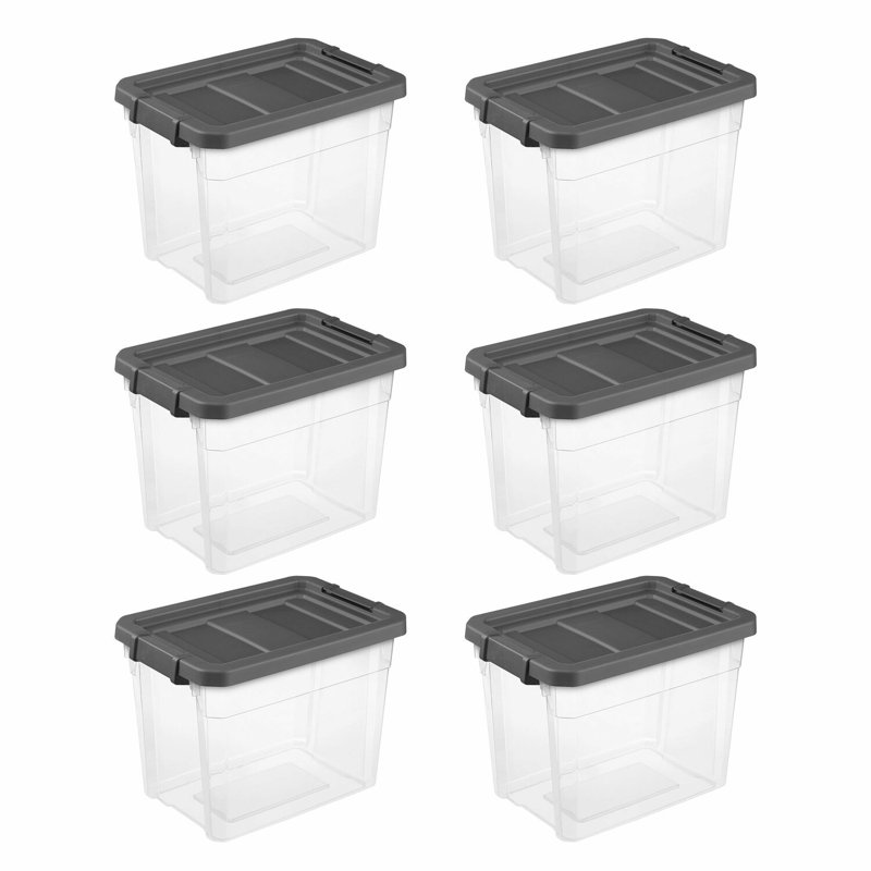 Sterilite Small Portable Rectangle Plastic 8 Qt Dish Pan Basin, 30 Quart, Clear/Gray