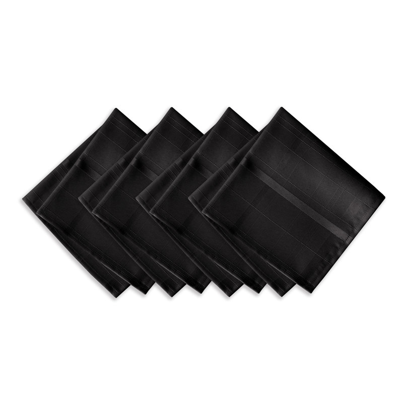Ramiro Polyester Plaid Square Napkin, Black