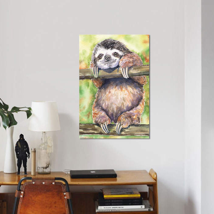 Paresseux, reproduction sur toile, H 18 po x l 12 po x P 1,5 po, Toile tendue, Pas de tapis