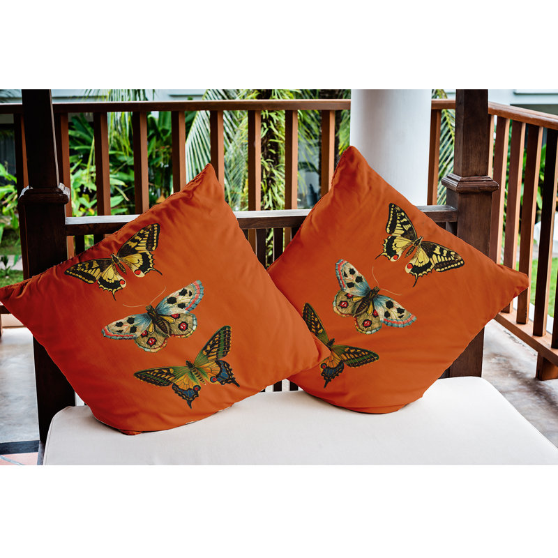Outdoor Reversible Throw Pillow, 20" x 20", Orange