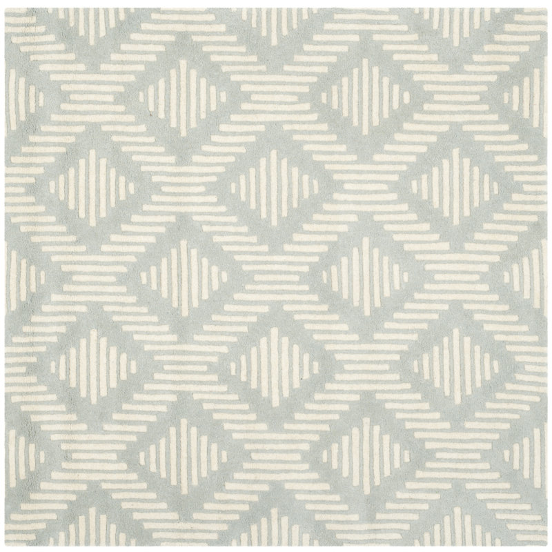 Hardouin Hand Tufted Wool Geometric Rug, Square 5'