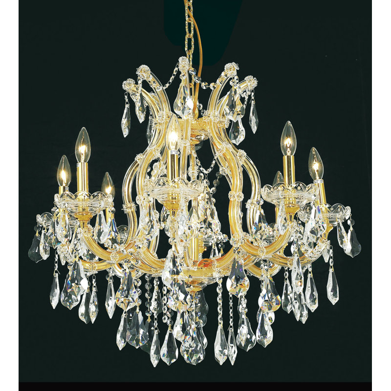 Stockard 9 - Light Glass Classic / Traditional Chandelier, Gold / Crystal (Clear) / Royal Cut