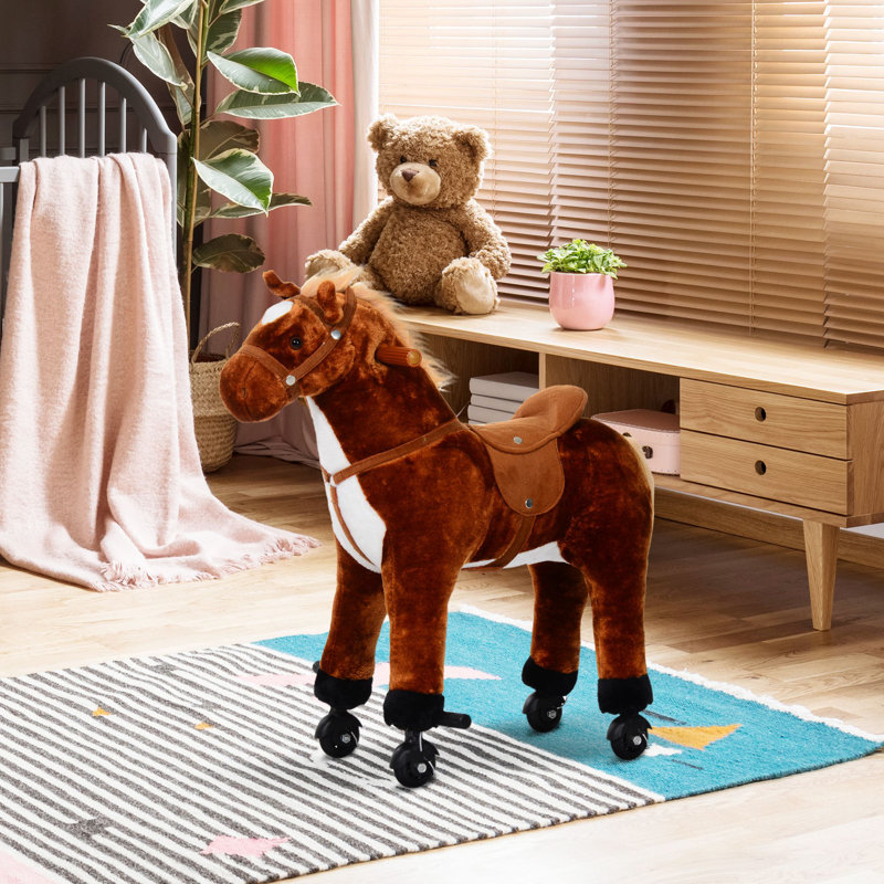 Faria Plush Plush Walking Horse Ride On Toy Rocking Horse for 2+ 50cm Tall, Brown
