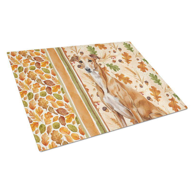 Red Greyhound Heirloom Fall Glass Cutting Board