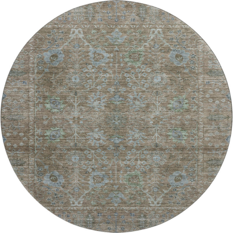 Premium Machine Washable Wayne AMF1106 Global Rug, Round 8'