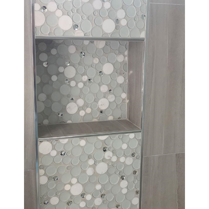 11.6"X11.6" Sparkly Glass And Stone Mosaic Tile