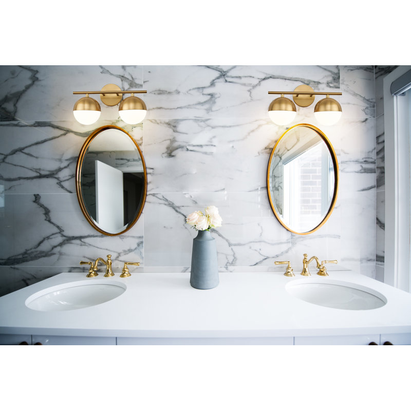 Trombetta 16 inch 2 Light Vanity in Modern Gold, Gold
