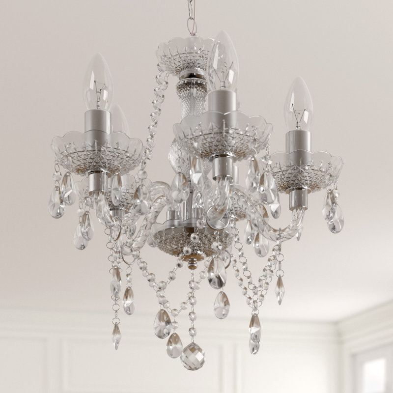 Xan 5 - Light Candle Style Chandelier, Clear/Chrome