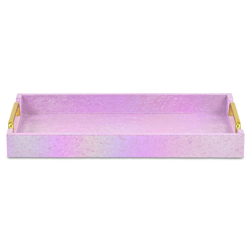Nimue Seascale Pattern Iridescent Tray With Gold Hardware, Pink