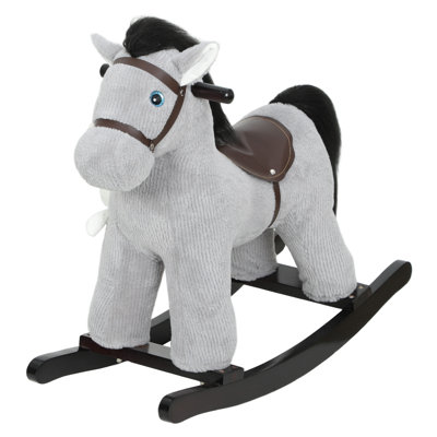 Cheval à bascule gris avec sons réalistes pour enfants