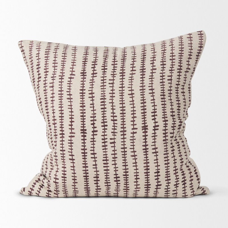  Housse de coussin en lin, Beige / merlot