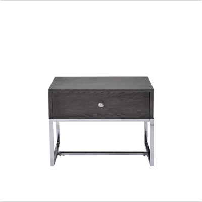 Table de bout en chêne gris et finition chromée Iban