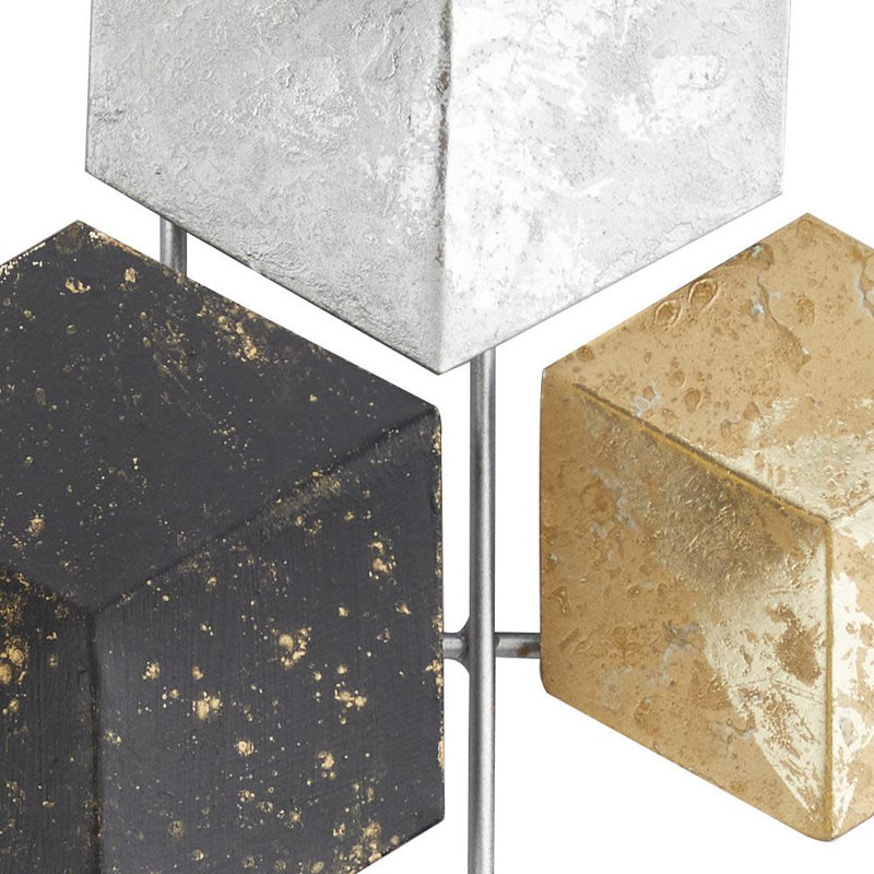 Metal 3D Cube Relief Geometric Multi Colored Wall Decor