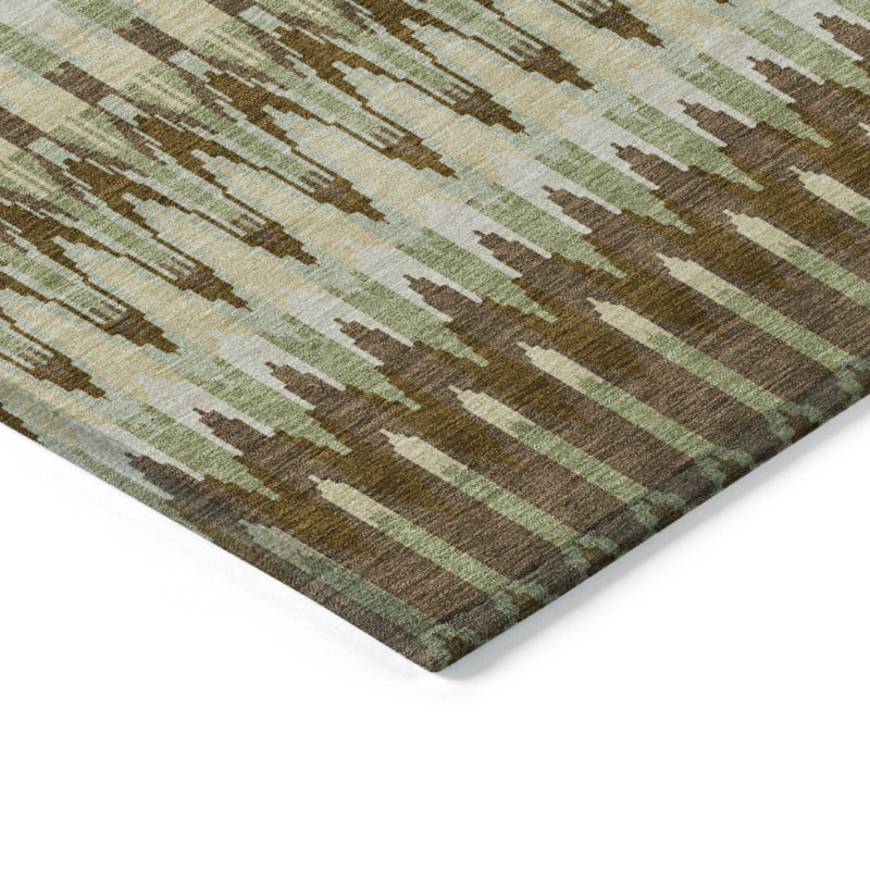 Tapis intérieur / extérieur lavable 10 pi x 14 pi vert et brun artichaut
