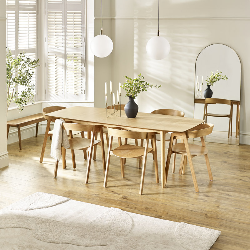 Eriksson Oak Effect Rectangular Extending Table With Arvey Oak Veneer Chairs - Responsibly Sourced, 7 Pieces: Table, 6 Chairs