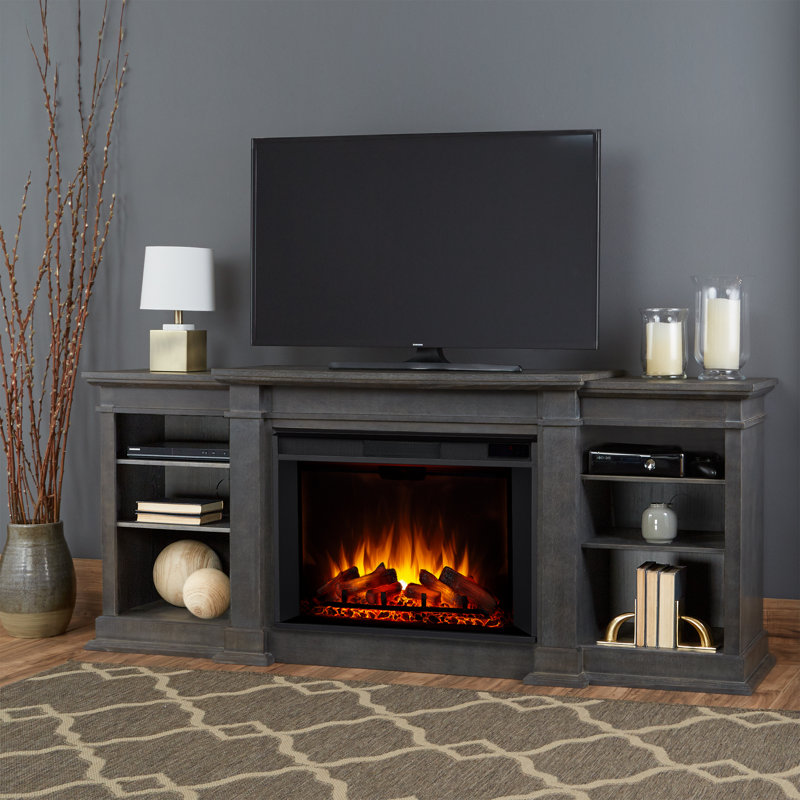 Eliot Grand 81'' TV Stand with Electric Fireplace, Antique Gray