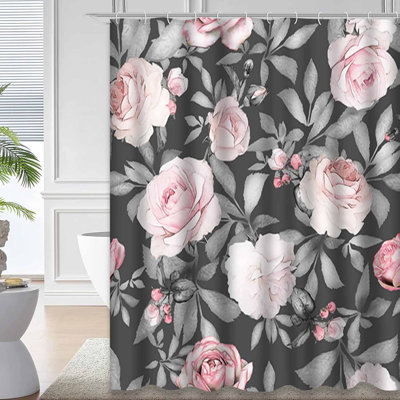 Fleurs roses, feuilles, aquarelle grise, fleurs, couleur rose pastel avec 12 crochets