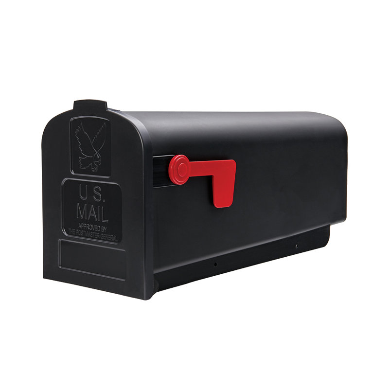 Black Plastic Rural Post Mount Mailbox