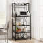 Kitchen Bakers Rack, Microwave Oven Stand with 2 Large Wire Basket, Industrial Coffee Bar Station, 5-Tier Kitchen Utility Storage Shelf with 8 Hooks for Spice, Pots Organizer-491097441