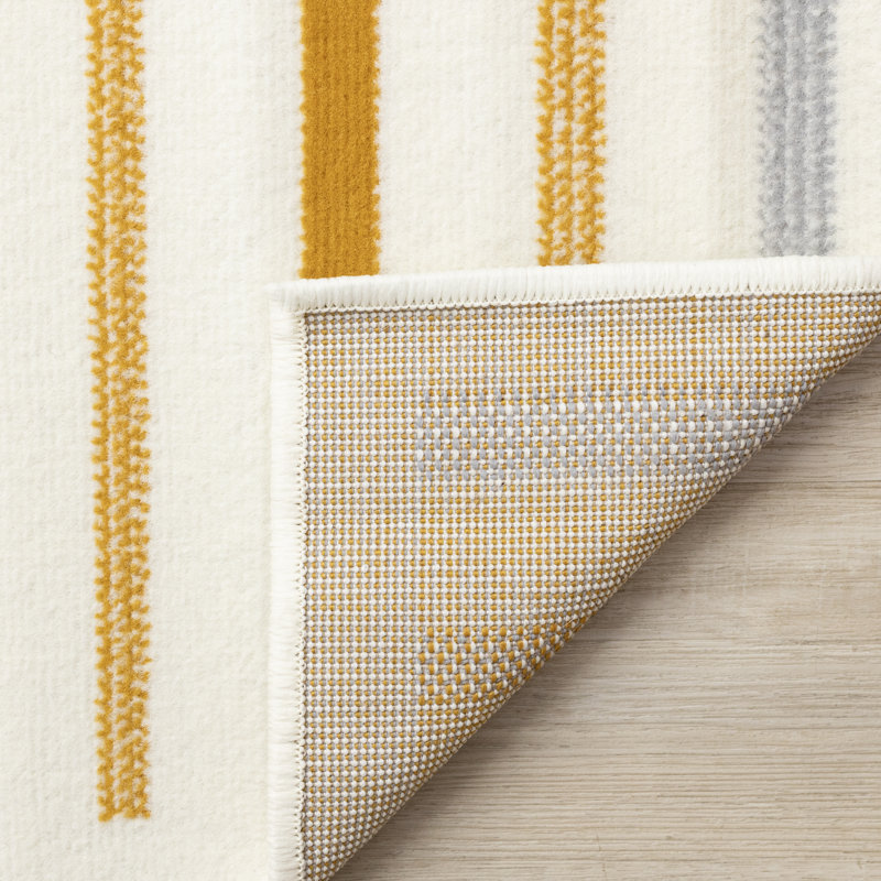 Tapis crème / jaune Fresno, Rectangle 6 pi 7 po x 9 pi 6 po