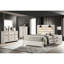 Chambre à coucher 2 Table de chevet beige - Style moderne avec cadre et poignée de rangement en métal finition contemporaine à deux tiroirs-1590625071