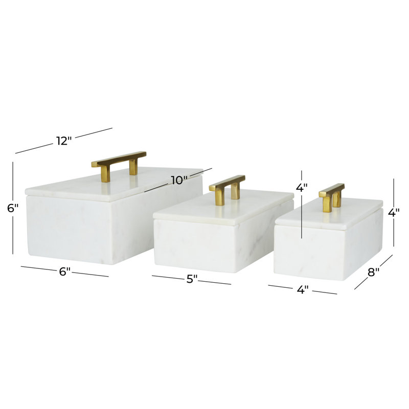 Roderick 3 Piece Aluminum Decorative Box Set, White