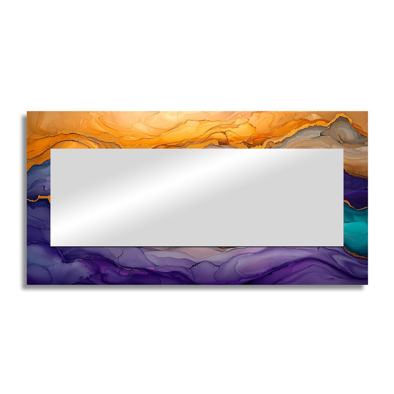 Dissolved Boundaries Splashes Of Drip Painting II - Abstract Wall Mirror Art - Printed On Metal, 28" x 55"