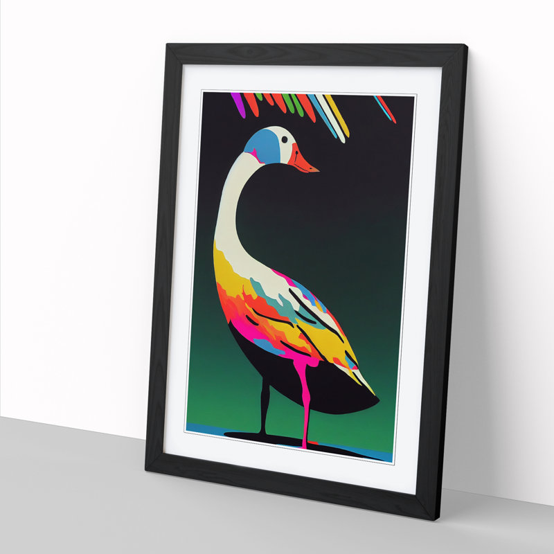 Goose Painting Pop Art - Picture Frame Print, Black, 64cm H x 46cm W x 2cm D