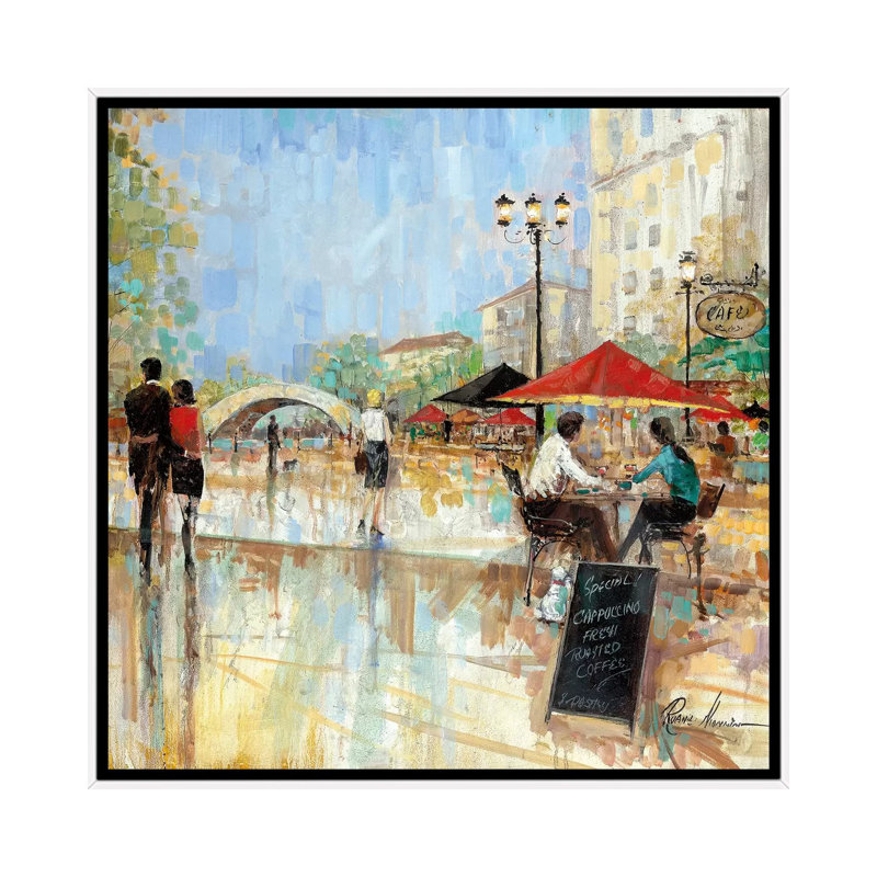 «Riverwalk Charm III» par Ruane Manning - reproduction d'art, H 26 po x l 26 po x P 1,5 po, Toile blanche encadrée, Aucun mat