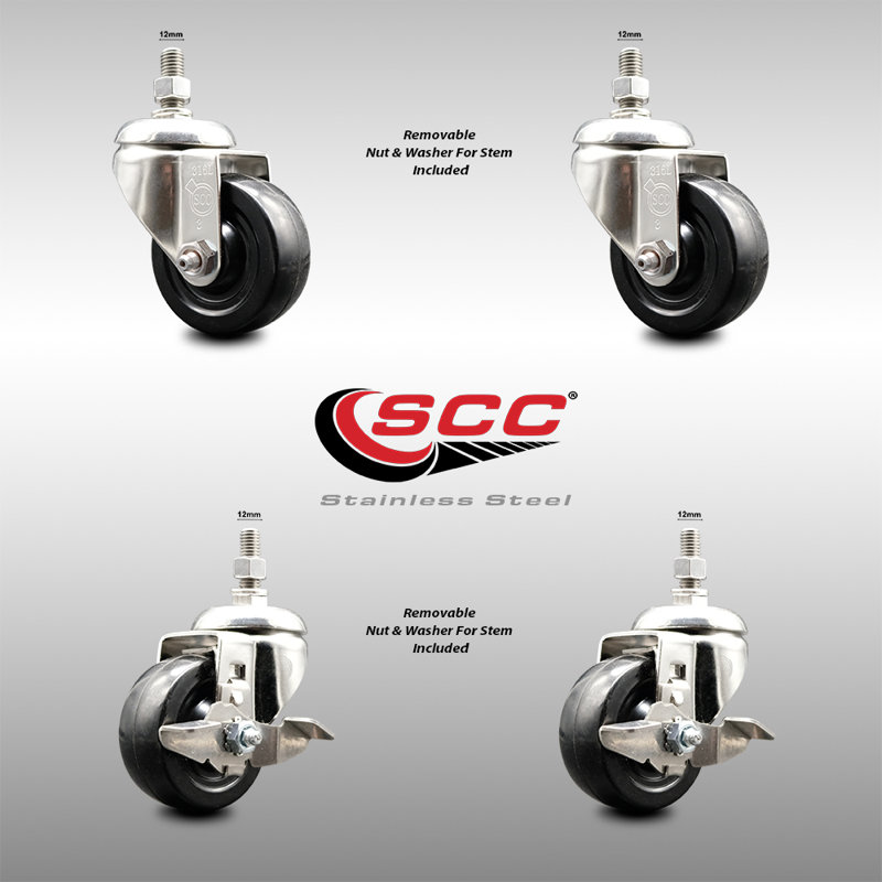 4 Piece Hard Rubber Caster Set