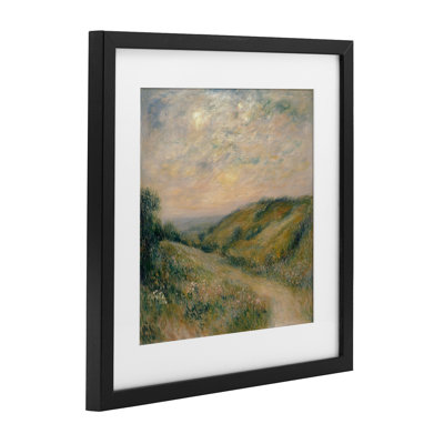 Mountain Path Landscape Painting Framed Print Under Glass, design by Petal Prints Design