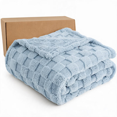 2026 Light Blue Electric Heated Blanket 50x60 Inches Throw with LCD Controller Cozy Milk Velvet for Bed Couch