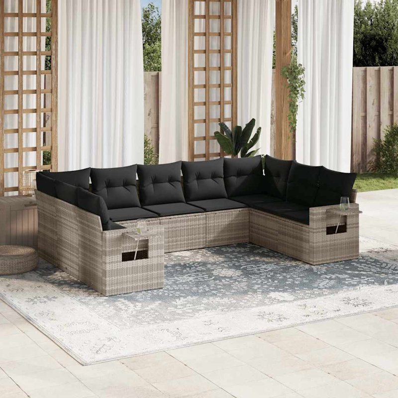  Ensemble de canapé de jardin gris clair et gris foncé