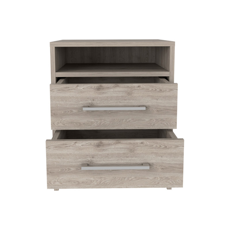Nightstand Cartiz, Two Drawers, Light Gray