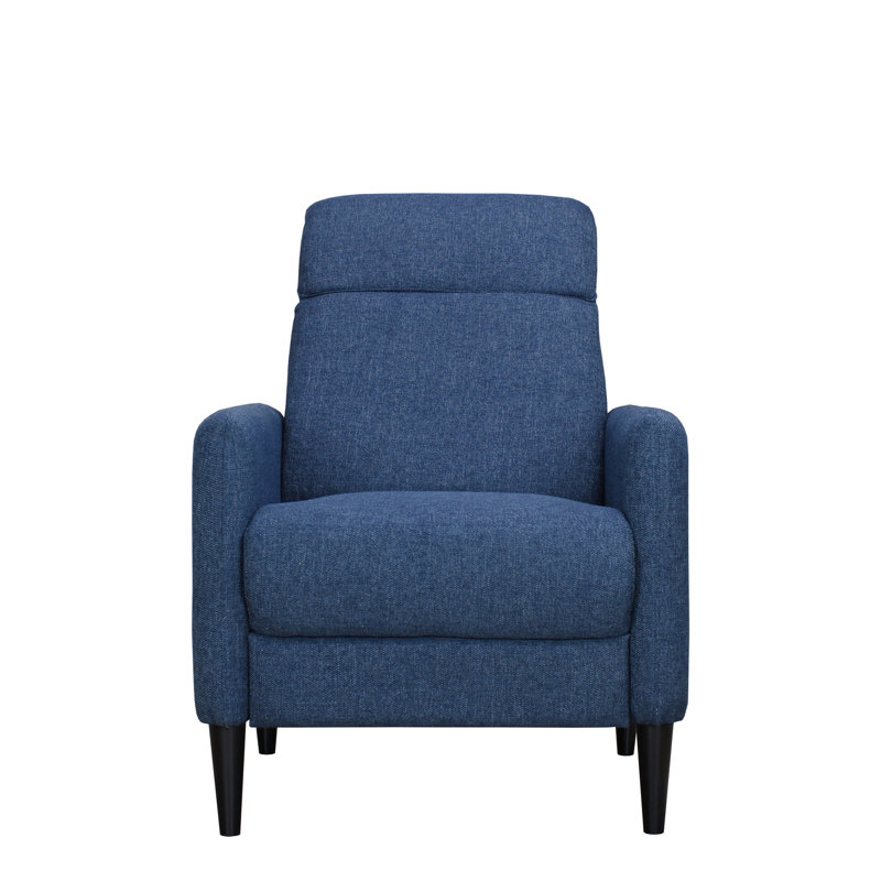 Fauteuil inclinable bleu avec fonction de refoulement - rembourré, 30 po de profondeur, 34 po de largeur, 40 po de hauteur, 75 lb de poids, P 30,76 po, l 33,63 po, H 39,41 po et 73,66 po