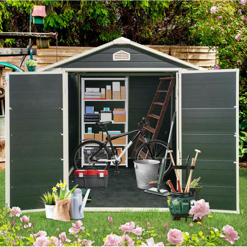 Ensemble de remise pour l'extérieur 6 pi x 8 pi - parfait pour ranger les meubles de patio, noir