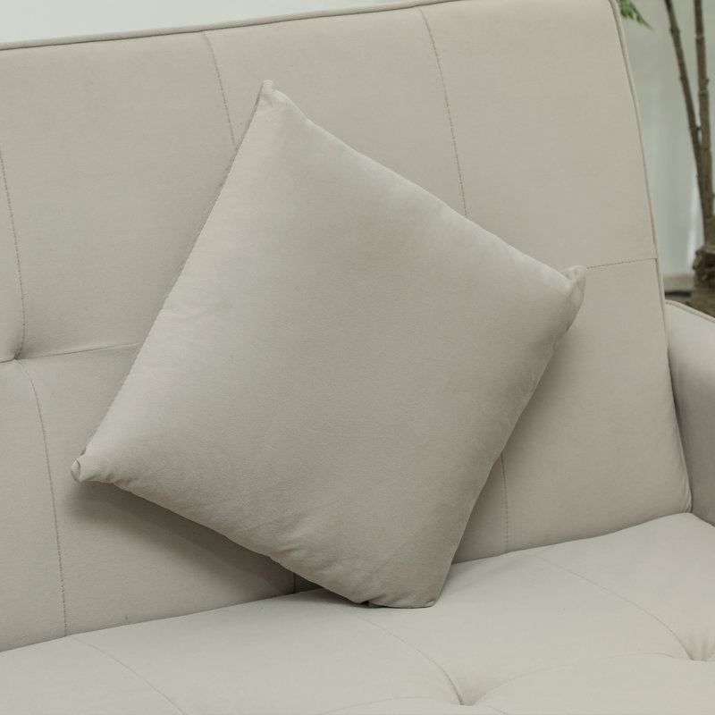 HOMCOM Sectional Sofa Bed L-Shaped 3 Seater Sofa Pull Out Couch Bed, Beige