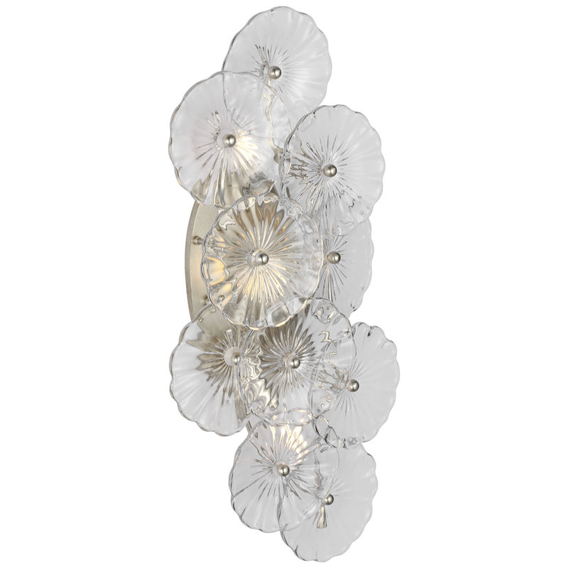 Julie Neill Gianna 21" Layered Sconce with Clear Glass, Clear, Burnished Silver Leaf