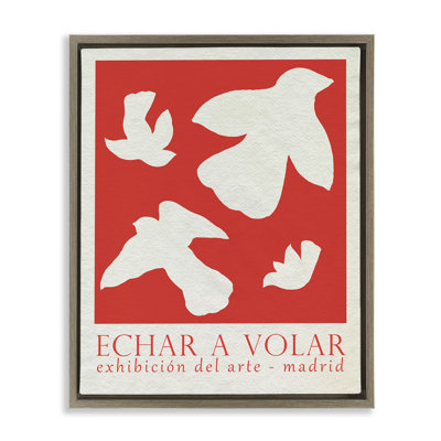 Classic Exhibition Red Birds Floater Canvas Wall Art by June Erica Vess