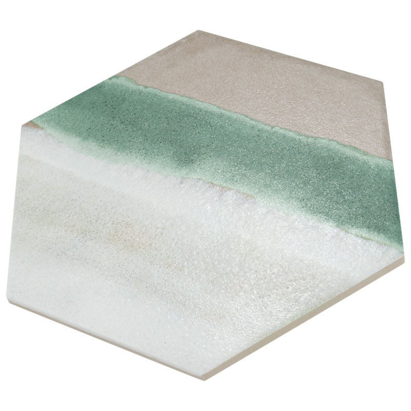 Matter Hex Canvas 8' x 9' Stone Look Wall & Floor Tile, Taupe/Green