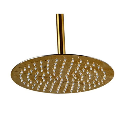 Polished Gold Finish 10 Round Rain Shower Head Ceiling Mounted Elegance