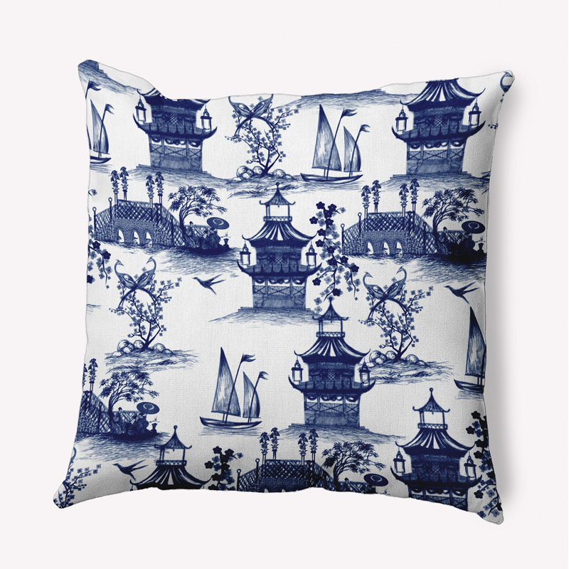  Housse de coussin décoratif en polyester / mélange de polyester par E by Design, 16 po x 16 po, Bleu